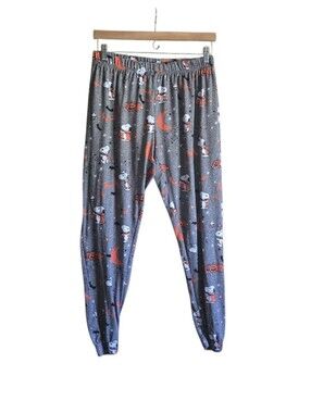 munki munki Gray Snoopy Halloween Pajama Pants with Orange Accents